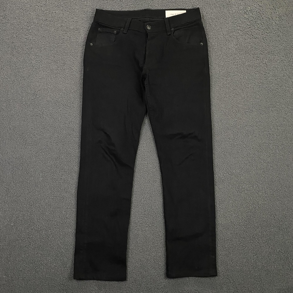Rag & Bone Jeans Mens 30x29 Black Fit 2 Slim Button Fly Dark Wash Stretch Denim